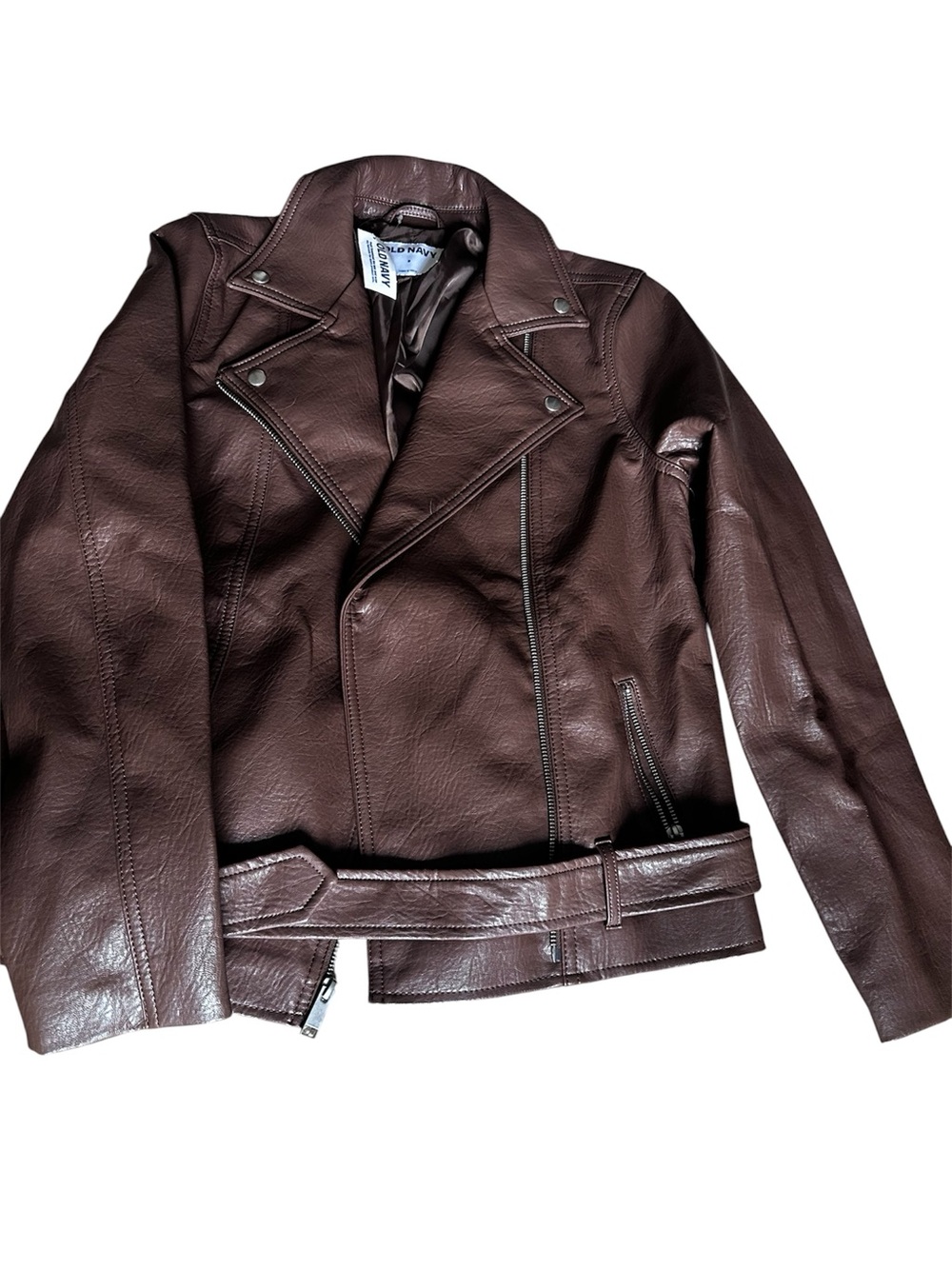Old Navy Brown Faux Leather Moto Jacket Size S